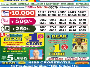 Dear Lottery Sambad 6 PM Result Today 09/12/2025 Sikkim State Lottery