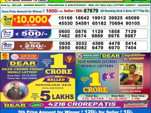 Dear Lottery Result Today 1PM 6PM 8PM