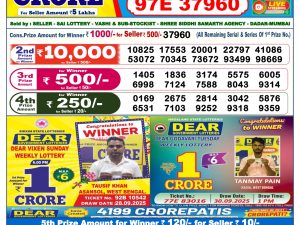 Dear Lottery Sambad 6 PM Result Today 11/12/2025 Sikkim State Lottery